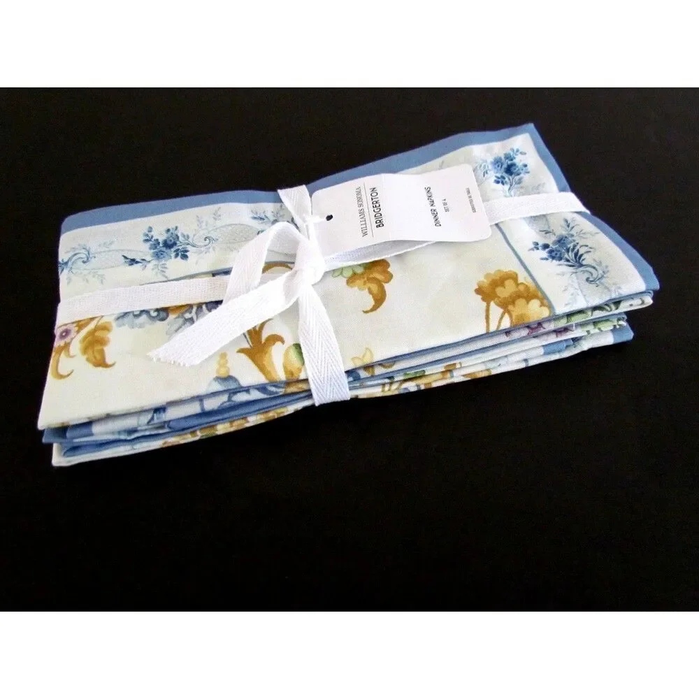 Williams Sonoma Bridgerton Napkins Set of 4 100% Cotton NWT